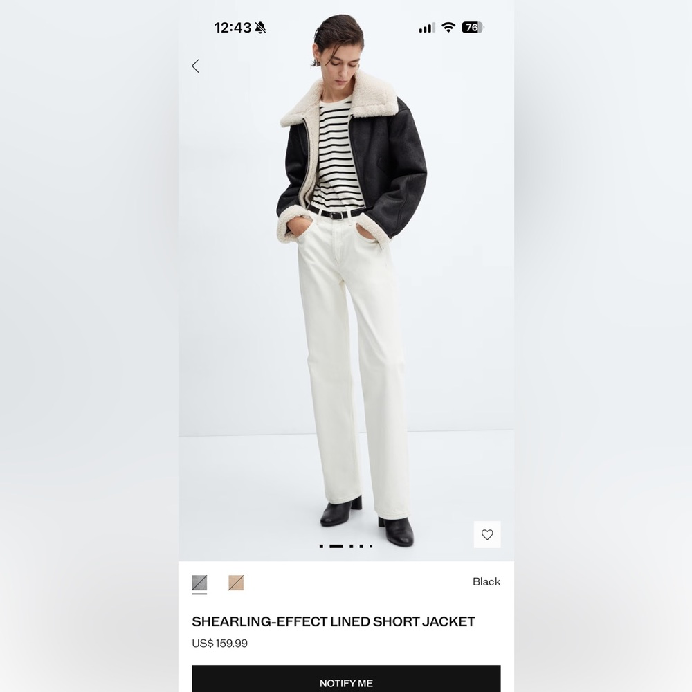 MANGO Shearling Effect Lined Short Jacket Size Sm… - image 2